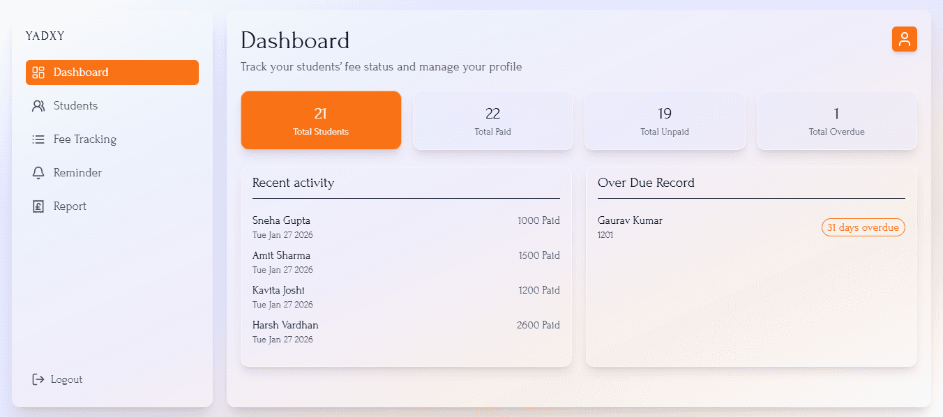 Dashboard Screenshot